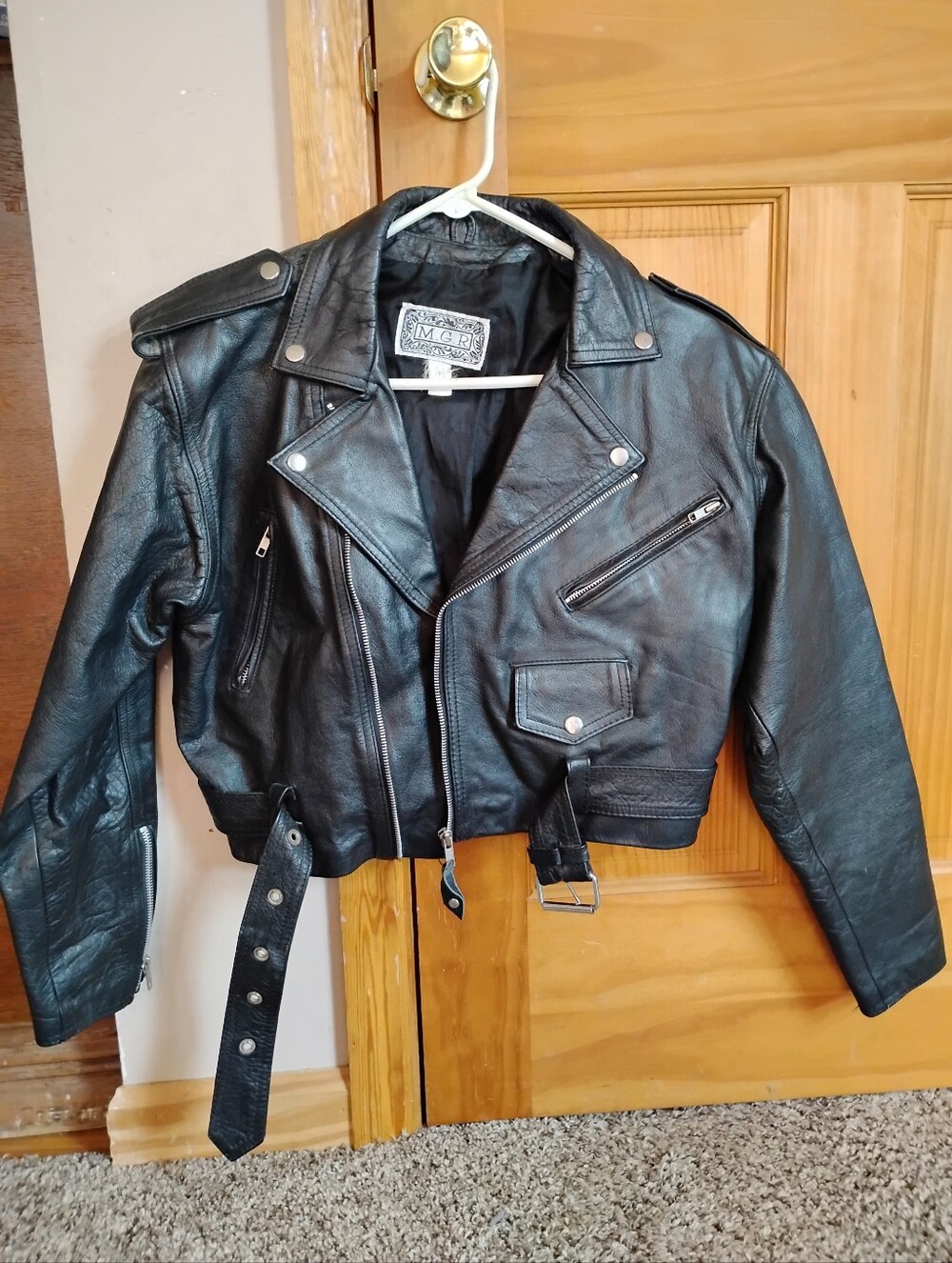Vintage Leather Biker Jacket In Great Condition All Zippers Work